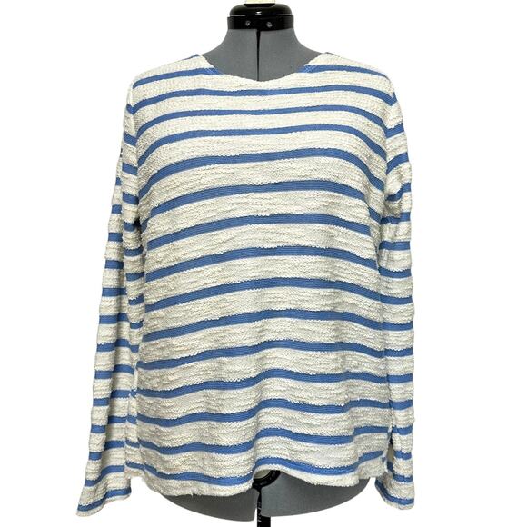 Anthro Sullivan + James Ingleside Terry Stripe Sweater Twist Back Lace Top Sz: L - Picture 1 of 9